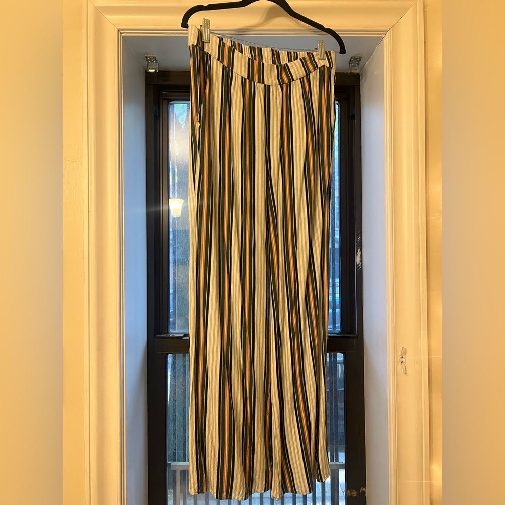 BCBGeneration Green and Yellow Wide Leg Pants